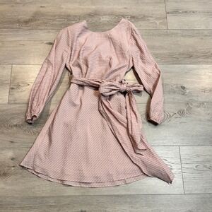 The East Order Mini Dress‎ Wrap Tie Long Sleeve Pink Party Dress Size Small S